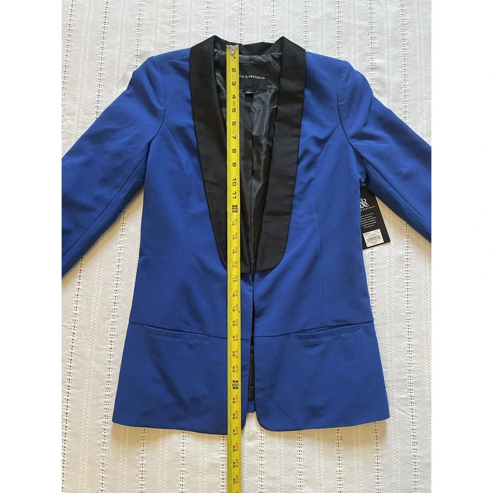 Rock & Republic Dazzling Blue Blazer With Black Lapel. Size XS. NWT. Career.‎